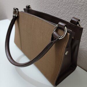 MICHE Brown Structured Satchel Shoulder Bag Silver Hardware